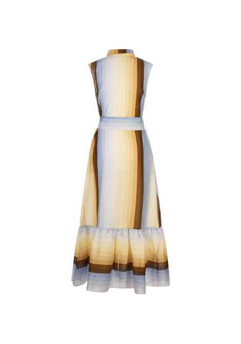 Abito Midi Tea In Lino Stampato AMOTEA | TEA-LINENDUSTY LIGHT BLUE/FADED YELLOW